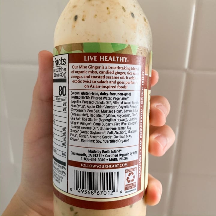 photo of Follow your Heart Organic Vegan Miso Ginger shared by @keyisman on  27 Nov 2019 - review
