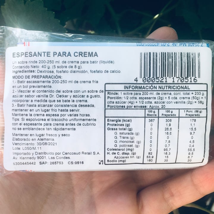 review photo of Dr. Oetker Sahnesteif (espesante para crema) shared by @quiltraa on 03 Jan 2021 - review