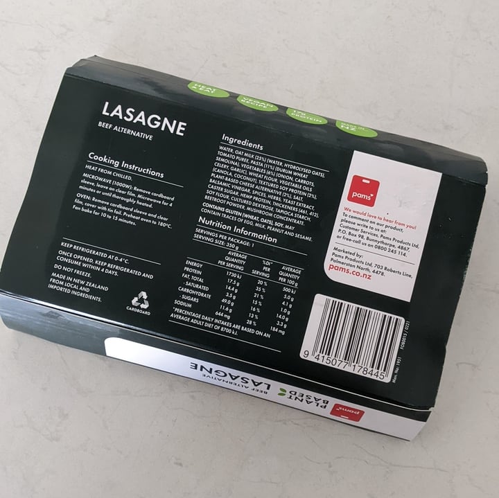 review photo of Pams Plant Based Lasagna shared by @vishika on 29 Jan 2022 - review