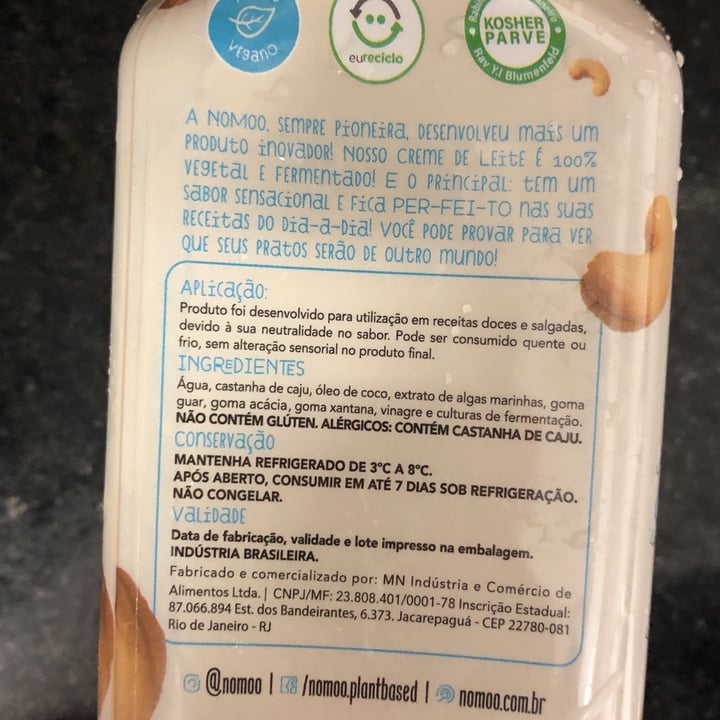 photo of NOMOO Plant-Based Brasil Creme de leite plant based shared by @ferrovillas on  21 Aug 2022 - review