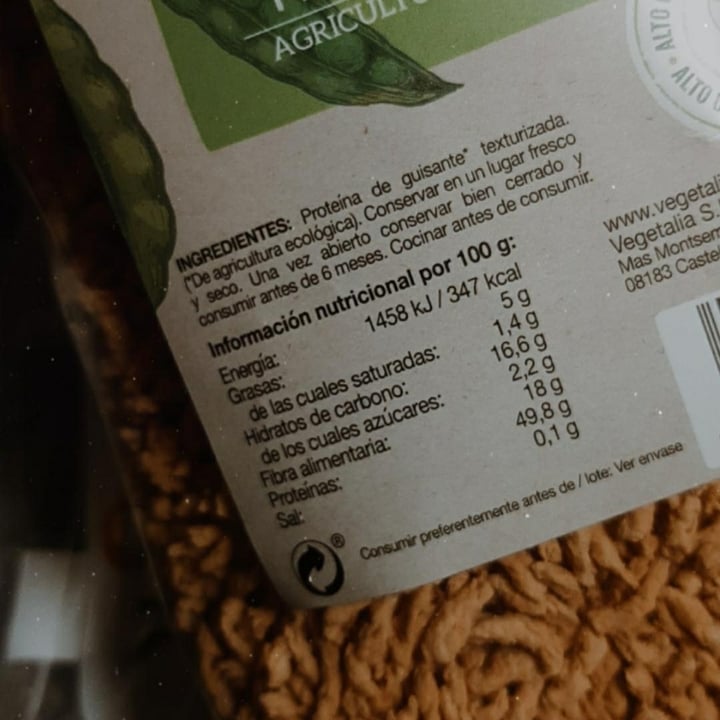 review photo of Vegetalia Proteína de Guisante Texturizada shared by @pattivegan on 27 Nov 2020 - review