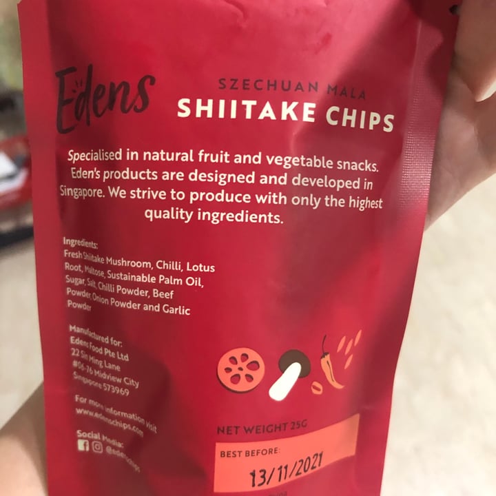 photo of Edens Szechuan Mala Shiitake Chips shared by @meltingpotatoes on  31 Dec 2020 - review