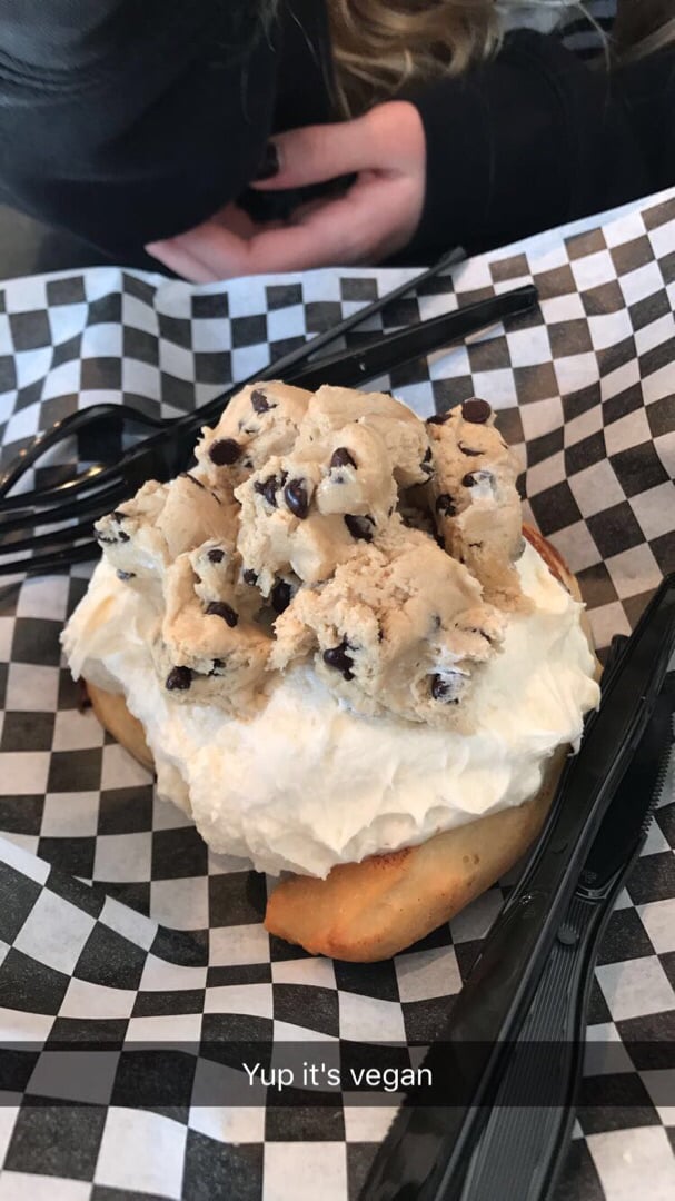 photo of Cinnaholic Cookie Dough and Almond Frosting Cinnamon Roll shared by @veganwalkerr on  12 Aug 2018 - review