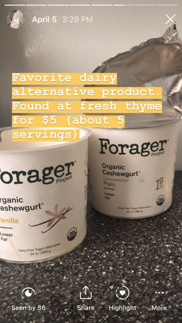 photo of Forager Project Organic Dairy-free Cashewmilk Yogurt Vanilla Bean shared by @nikkipoo on  18 Apr 2019 - review