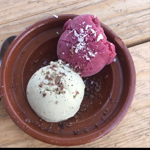 Photo of the dish “Homemade avocado-lime and strawberry ice cream”
