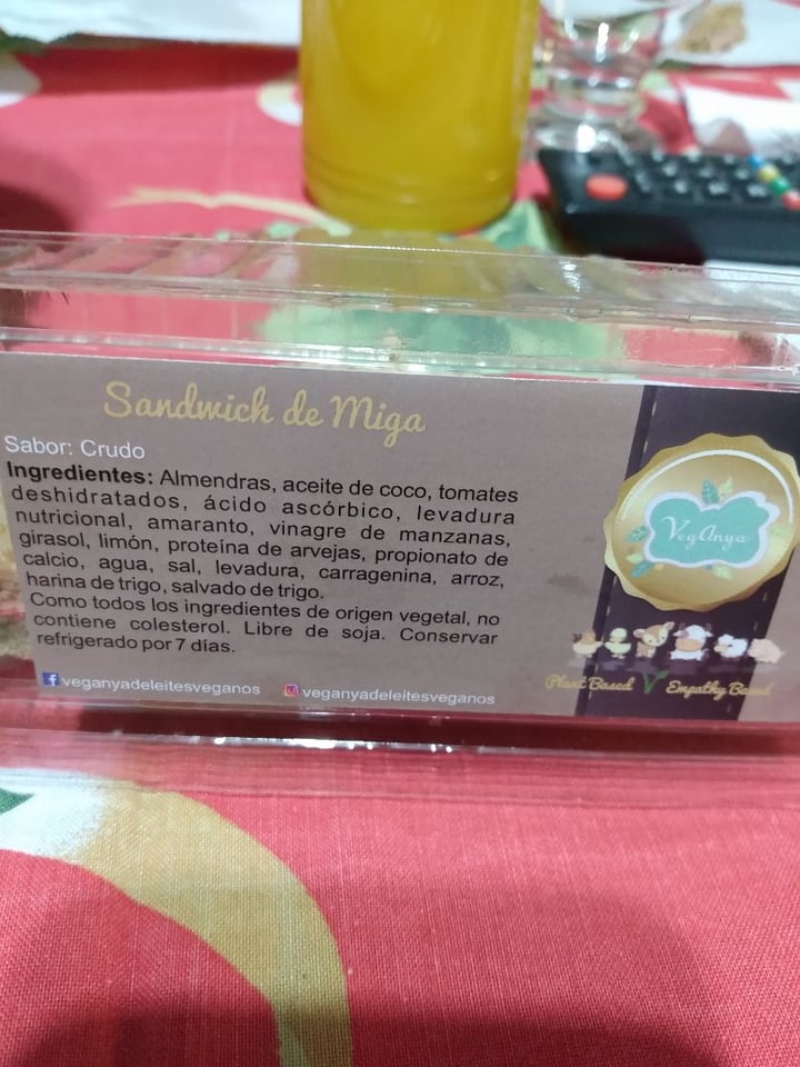 photo of Veganya Sandwich De Miga Crudo Y Queso shared by @avocadoxtoast on  30 Dec 2019 - review
