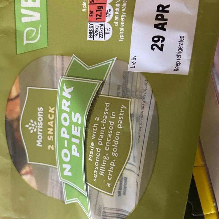 photo of Morrisons 2 snack no- pork pies shared by @thebrummievegan on  08 May 2021 - review