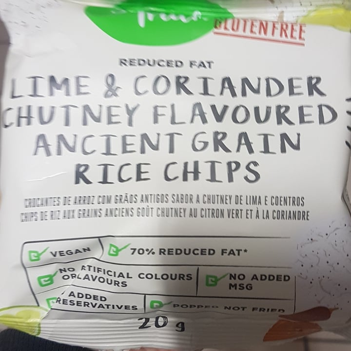 photo of Simple Truth Lime & Coriander Chutney Flavoured Ancient Grain Rice Chips shared by @jtbosman10 on  14 Aug 2020 - review