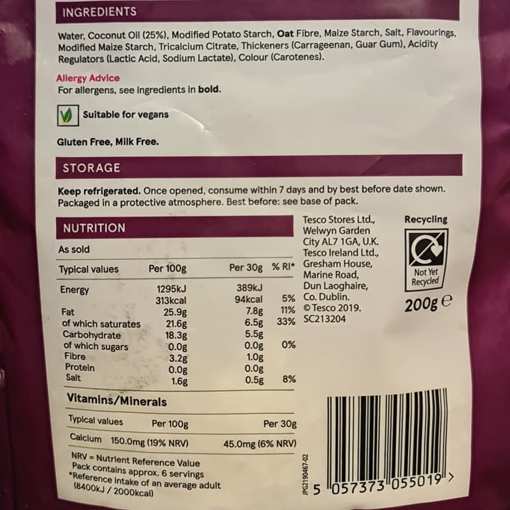 review photo of Tesco Free From Coconut Alternative to Grated Hard Cheese shared by @violetalcantara on 29 Apr 2021 - review