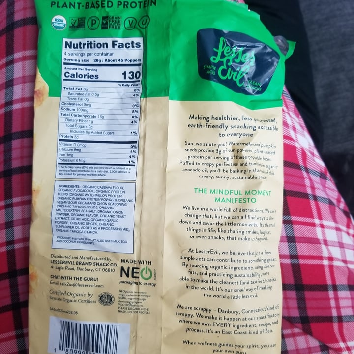 review photo of Lesser Evil Sun Poppers Sour Cream + Onion shared by @jonedoe007 on 16 Oct 2021 - review