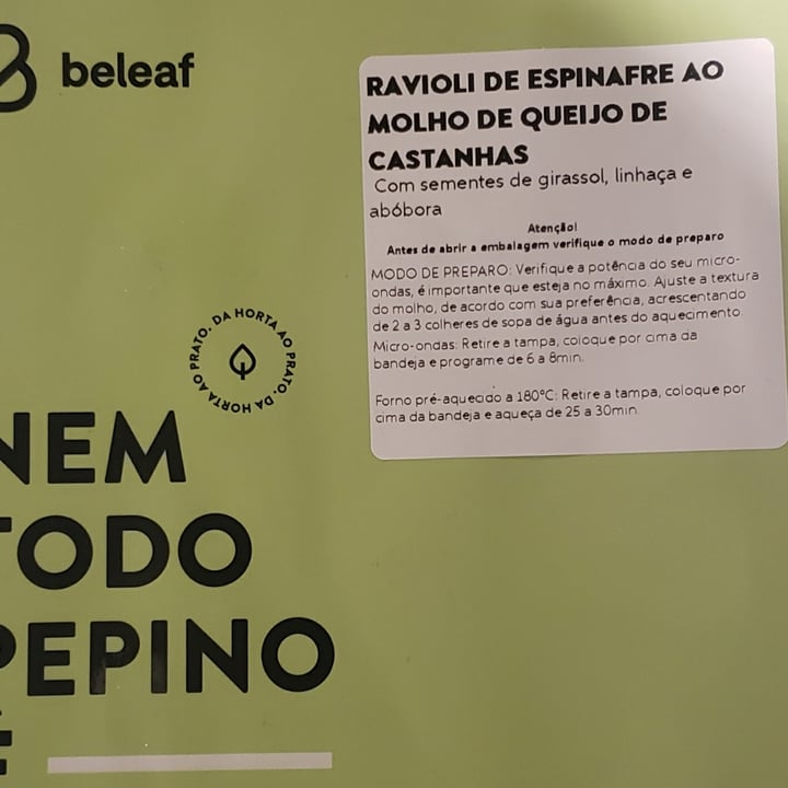photo of Beleaf ravioli de espinafre com queijo de castanha shared by @liliandrea on  13 Nov 2022 - review