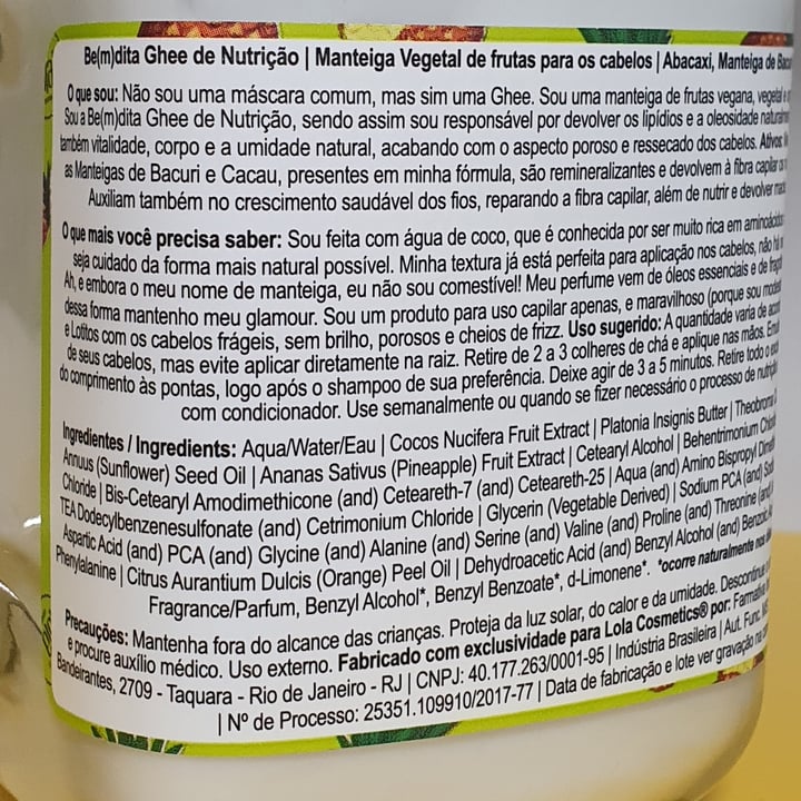 review photo of Lola Cosmetics Be(m)dita Ghee Nutrição shared by @anacarrijo on 21 Sep 2021 - review
