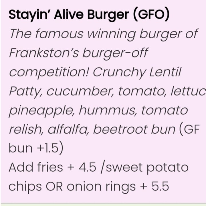 photo of Nature cafe bar Stayin' Alive Burger shared by @ava1kenobi on  20 Oct 2022 - review