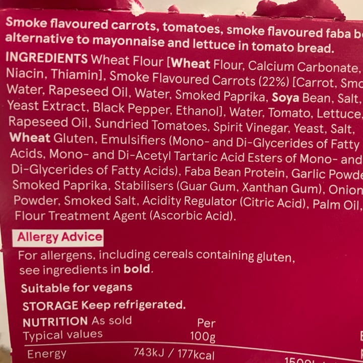 review photo of Tesco Plant Chef Vegan BLT Sandwich shared by @tsollis on 27 Apr 2022 - review