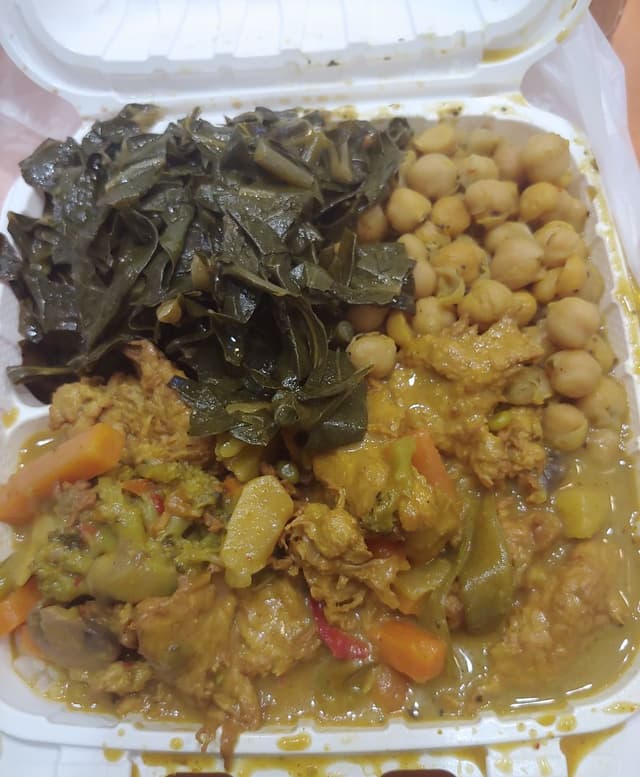 Photo of the dish “Garlic Chickn with Rice, Chickpeas, and Collard Greens”