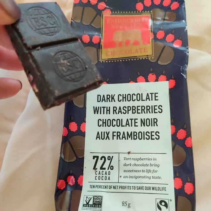 photo of Endangered Species Chocolate tart raspberries + dark chocolate shared by @chocomelonhead on  11 Nov 2020 - review