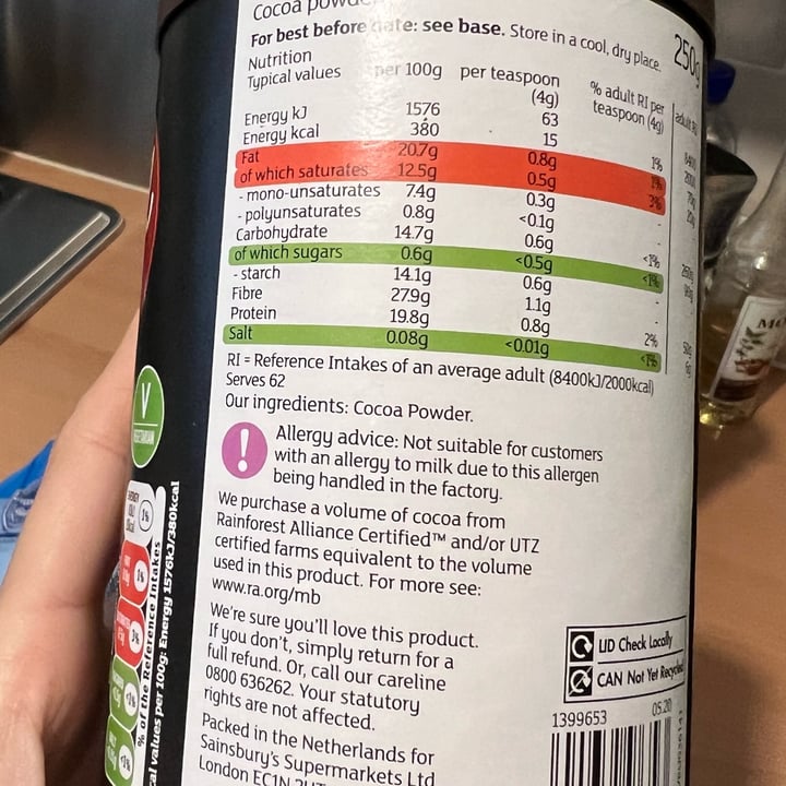 review photo of Sainsbury's Cocoa powder shared by @alanago on 20 Oct 2022 - review