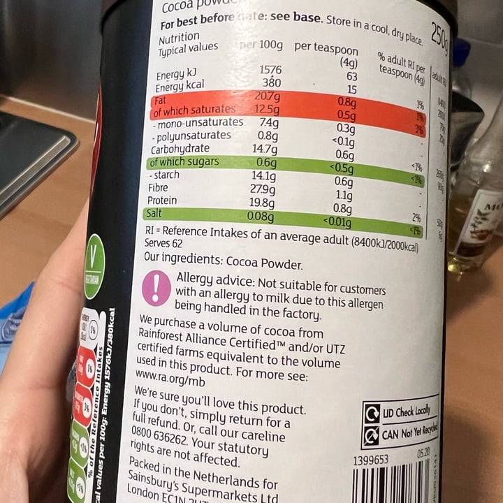 photo of Sainsbury's Cocoa powder shared by @alanago on  20 Oct 2022 - review