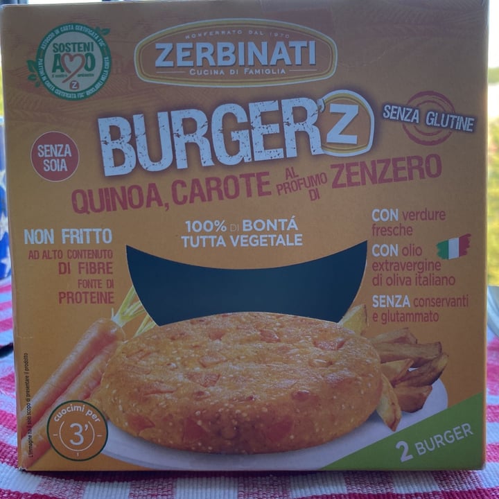 photo of Zerbinati burger quinoa, carote al profumo di zenzero shared by @sebforanimals on  22 Aug 2022 - review
