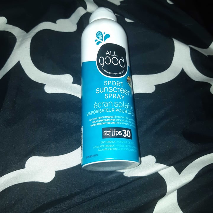 photo of All Good Mineral Sport Sunscreen Spray SPF30 shared by @iamveganpig on  19 Sep 2022 - review
