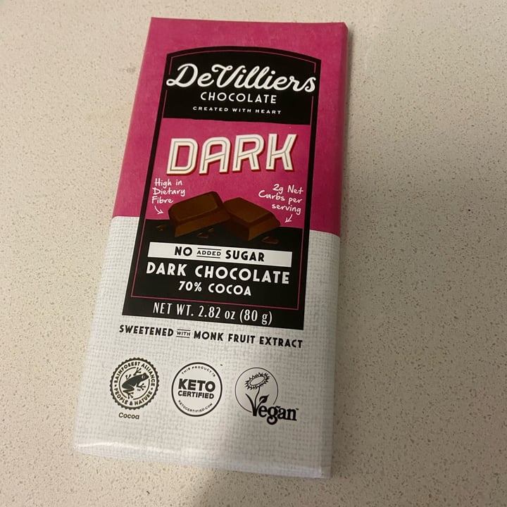 photo of De Villiers Chocolate Dark Chocolate 70% shared by @julzcpt on  27 Mar 2022 - review
