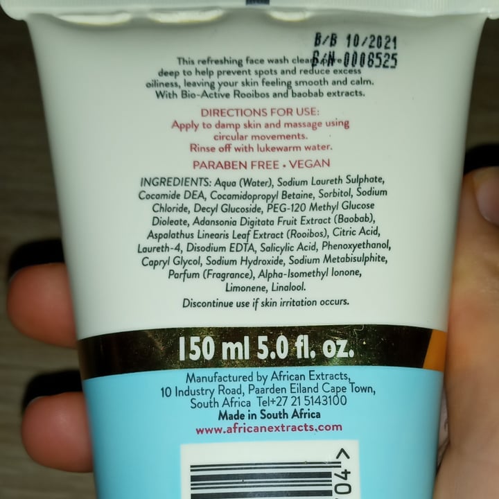 photo of African Extracts Rooibos Spot Control Face Wash shared by @jessicaturck on  25 May 2020 - review