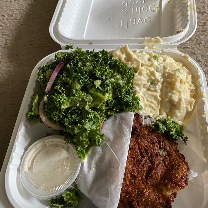 photo of NuVegan Café Crabcake .Red wine kale,Potato salad shared by @msro1978 on  20 Mar 2021 - review