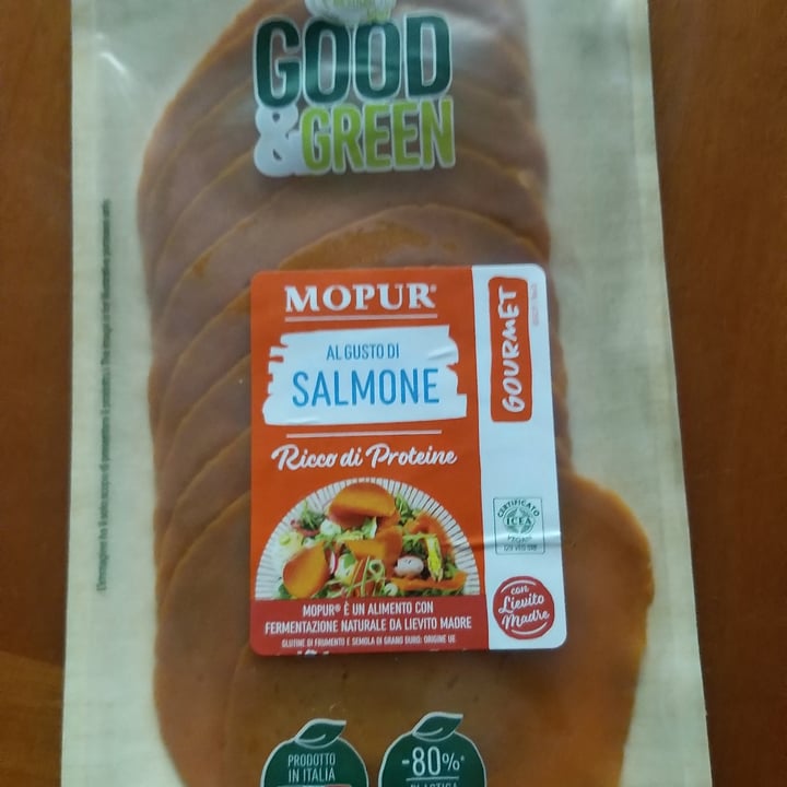 photo of Good & Green Affettato Di Mopur Al Gusto Di Salmone shared by @coryveg on  26 May 2022 - review
