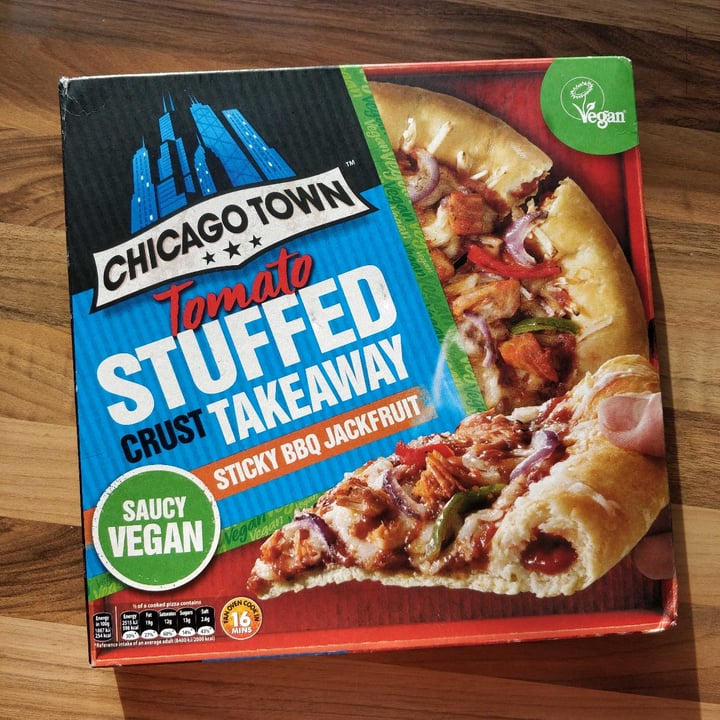 review photo of Chicago Town Tomato Stuffed Crust Takeaway Sticky Bbq Jackfruit Pizza shared by @amucallinz on 16 Jan 2021 - review