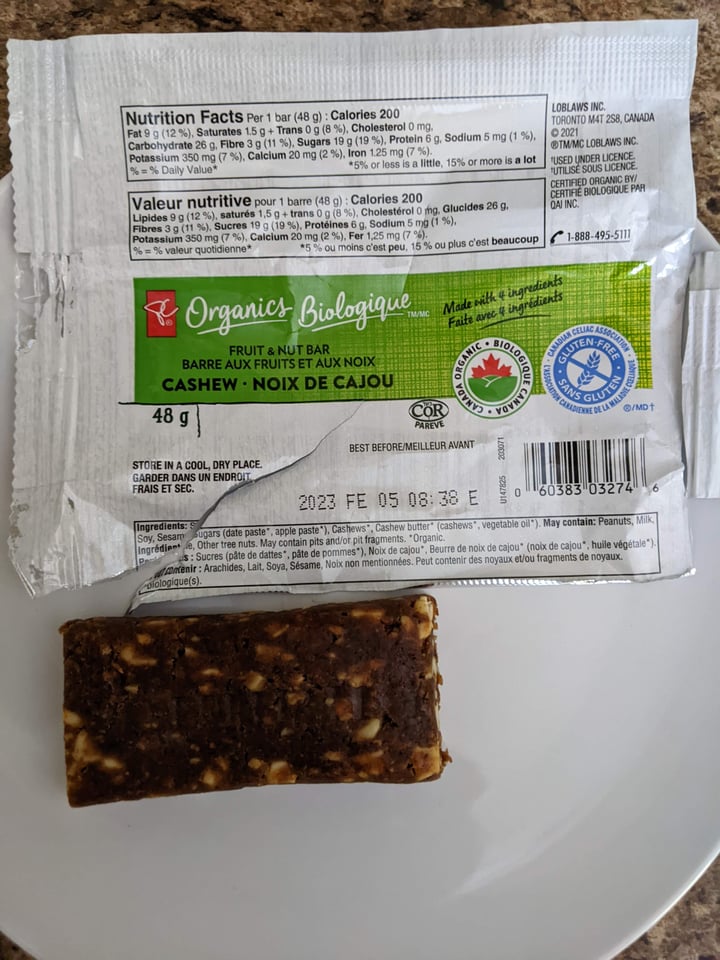 photo of PC President’s Choice Fruit & Nut Bar shared by @lcaro on  27 Aug 2022 - review