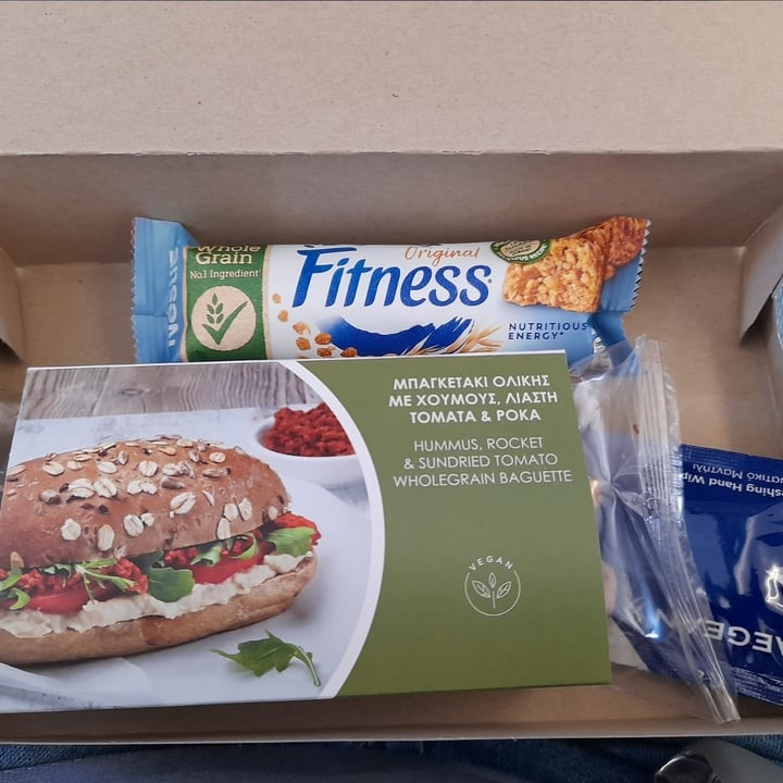 review photo of Aegean Airlines Hummus, rocket&sundried tomato wholegrain baguette shared by @greengiu on 30 Sep 2022 - review
