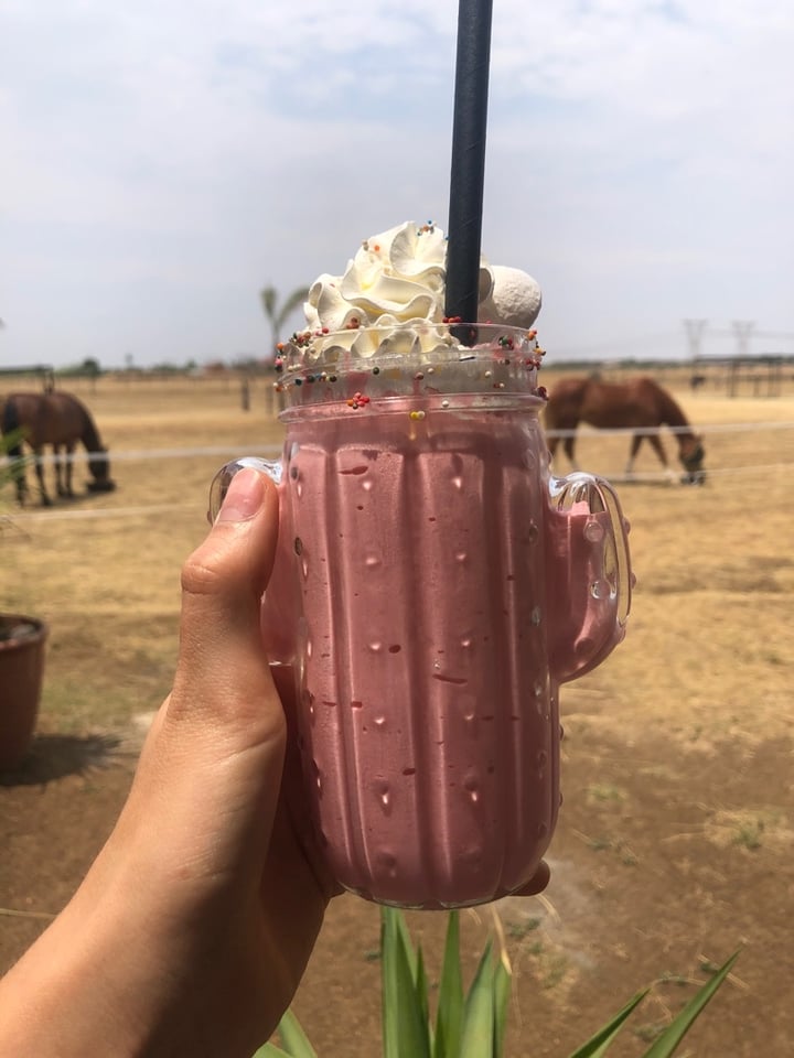 photo of Asher's Corner Cafe @ Ashers Farm Sanctuary Strawberry Marshmallow Milkshake shared by @chlo17chappell on  25 Oct 2019 - review