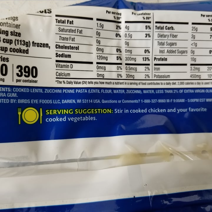 review photo of BirdsEye Veggie Made 100% Vegetable Pasta Penne & Olive Oil shared by @ashleighsmith1987 on 07 Jan 2021 - review