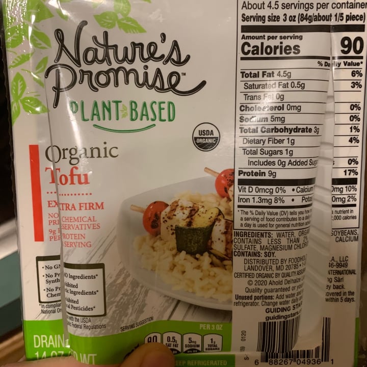 photo of Nature's Promise Organic Tofu extra firm shared by @ecorbin on  01 Jan 2021 - review