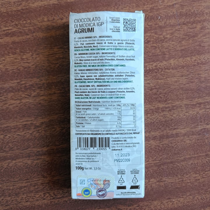 review photo of Ciokarrua Cioccolato Di Modica Agli Agrumi shared by @creuzadema on 04 Nov 2022 - review