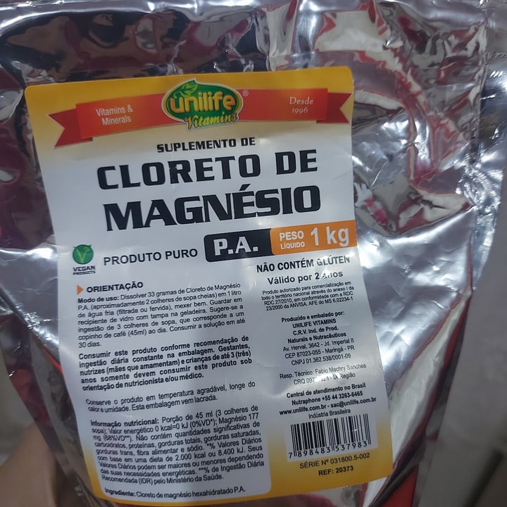 photo of Unilife Vitamins cloreto de magnésio shared by @yarabastos on  10 Oct 2022 - review