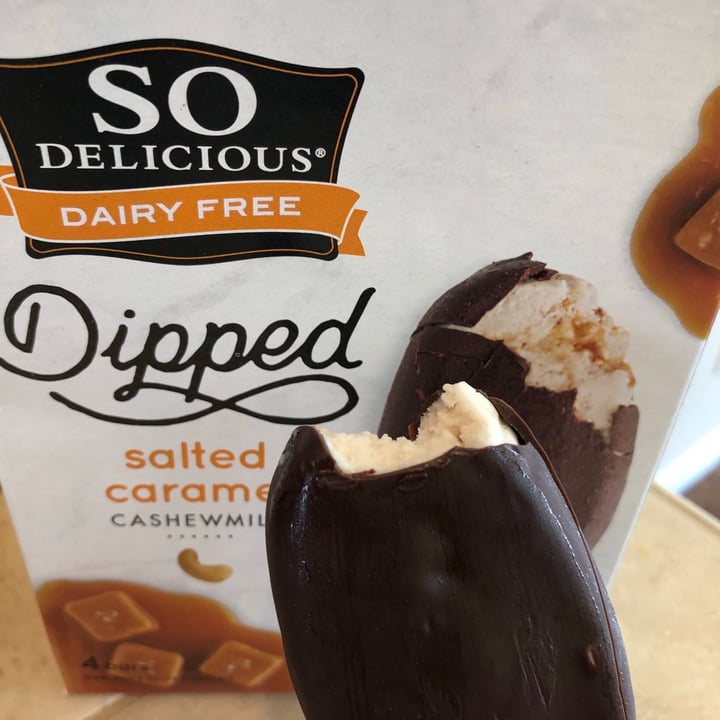 photo of So Delicious Dairy Free Dipped Salted Caramel Cashewmilk Ice Cream Bars shared by @veggietable on  27 Mar 2021 - review