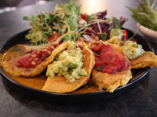 Photo of the dish “Corn Purée pancake, Avocado Sauce, Salsa Sauce”