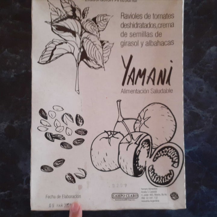 photo of Yamani Alimentos Ravioles de tomates deshidratados, crema de semillas de girasol y albahacas shared by @veritosca on  07 Apr 2021 - review