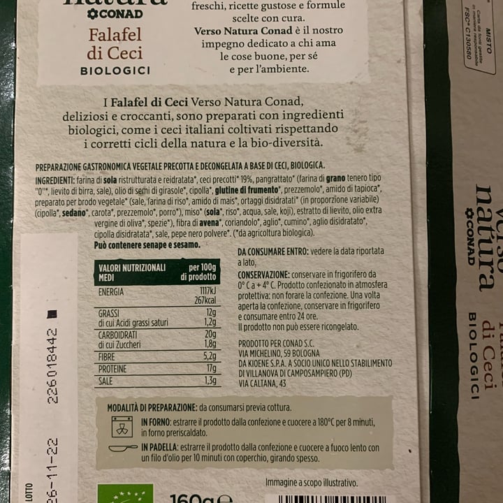 photo of Verso Natura Conad Bio  Falafel Di Ceci (Biologici) shared by @raffaellosanzio on  19 Nov 2022 - review