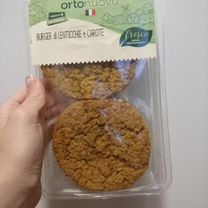 photo of Ortonuovo Burger lenticchie e carote shared by @fabiolamichelotti on  04 Jul 2022 - review