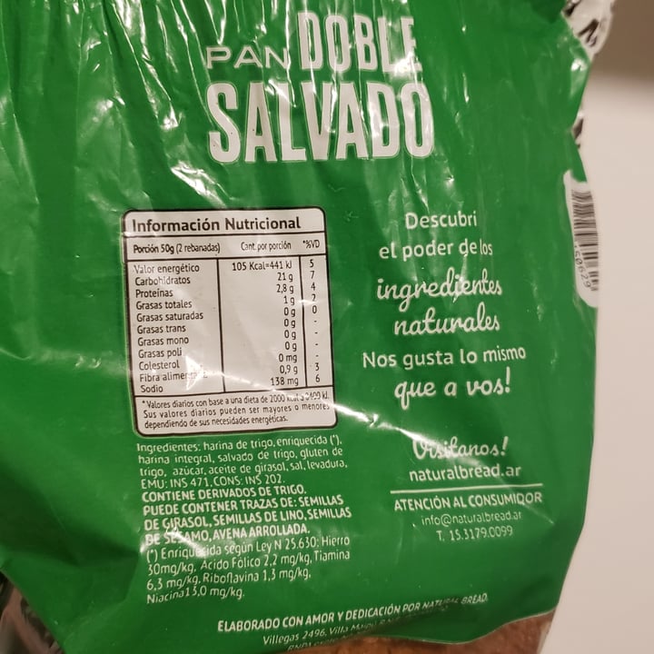 photo of Natural Bread pan doble salvado shared by @ungatoverde on  02 Sep 2022 - review
