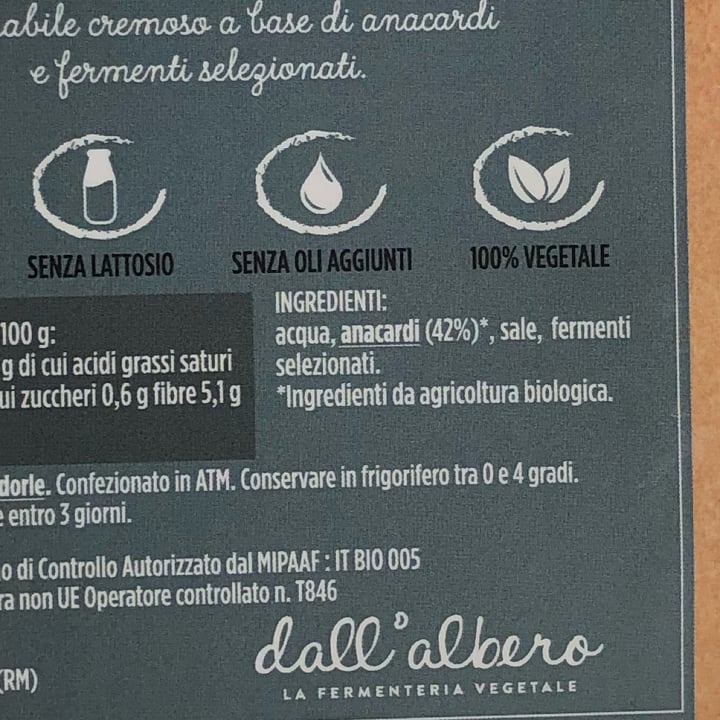 photo of Dall’Albero La Fermenteria Vegetale Anacardino spalmabile classico bio shared by @giuliettaveg on  20 Feb 2022 - review