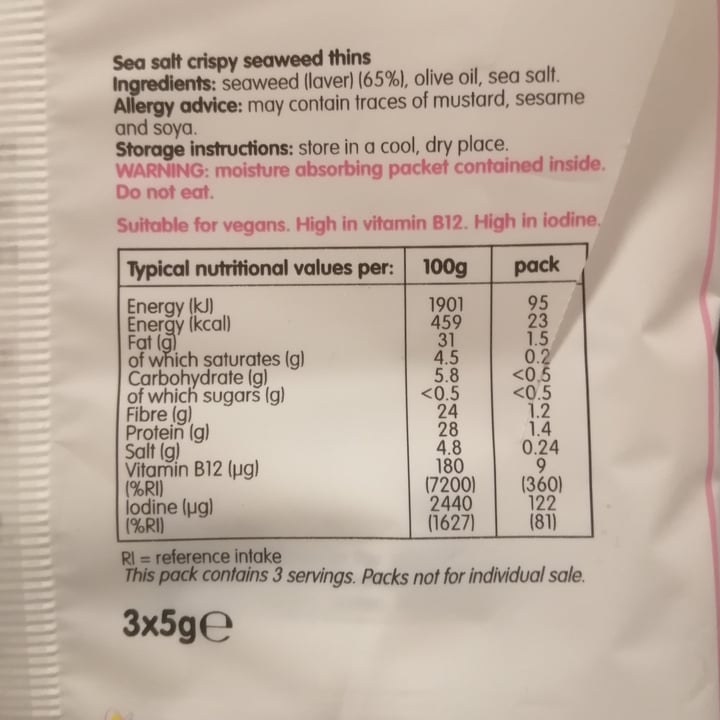 photo of itsu crispy seaweed thins sea salt shared by @halimashah on  20 Dec 2021 - review