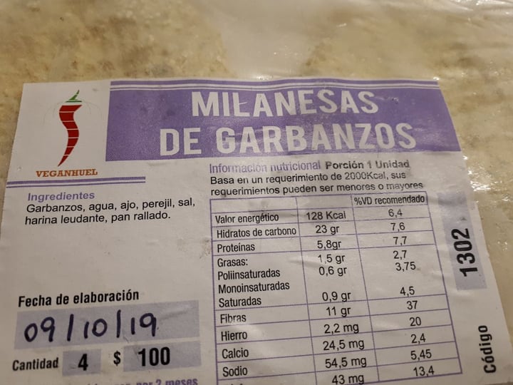 photo of Veganuel Milanesa De Garbanzo shared by @lauraliber on  16 Oct 2019 - review