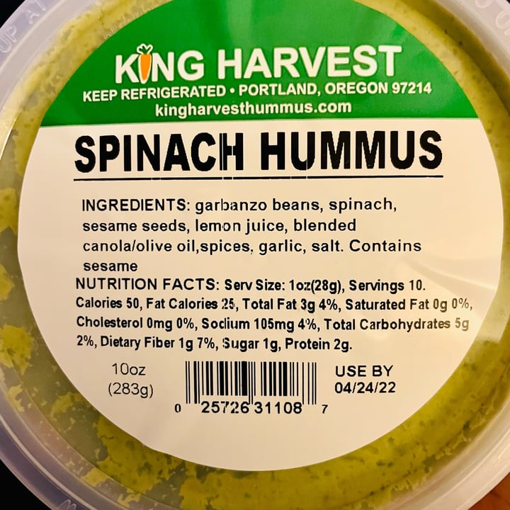 photo of Fred Meyer Spinach Hummus shared by @lakerslover77 on  30 Apr 2022 - review