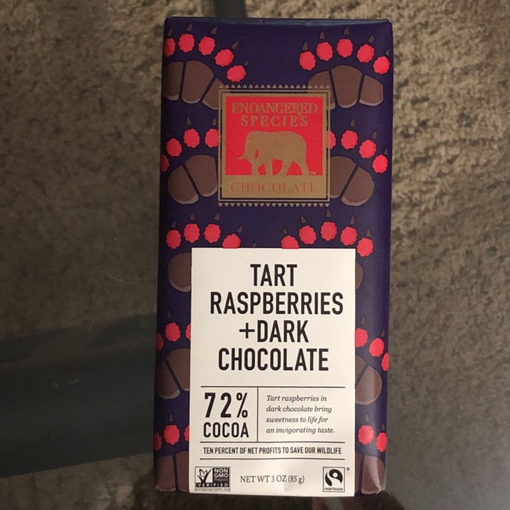 photo of Endangered Species Chocolate tart raspberries + dark chocolate shared by @ehowell on  15 Jan 2021 - review