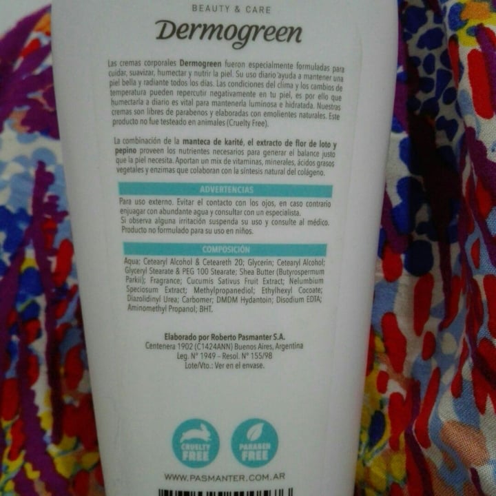 photo of Dermogreen Crema Corporal Ultra Nutritiva shared by @yanel on  28 Jan 2020 - review