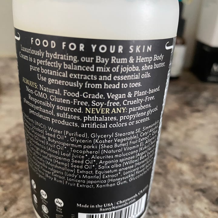 photo of Savvy naturals Bay rum and hemp body cream shared by @terrif on  30 Aug 2021 - review