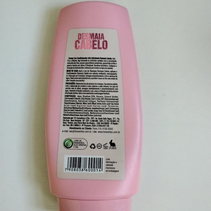 review photo of Forever liss Condicionador shared by @brunabsaldanha on 29 Apr 2022 - review